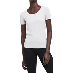 Wolford Lugano Stretch Scoop Neck Tee Shirt White Seamless Women's Size Medium